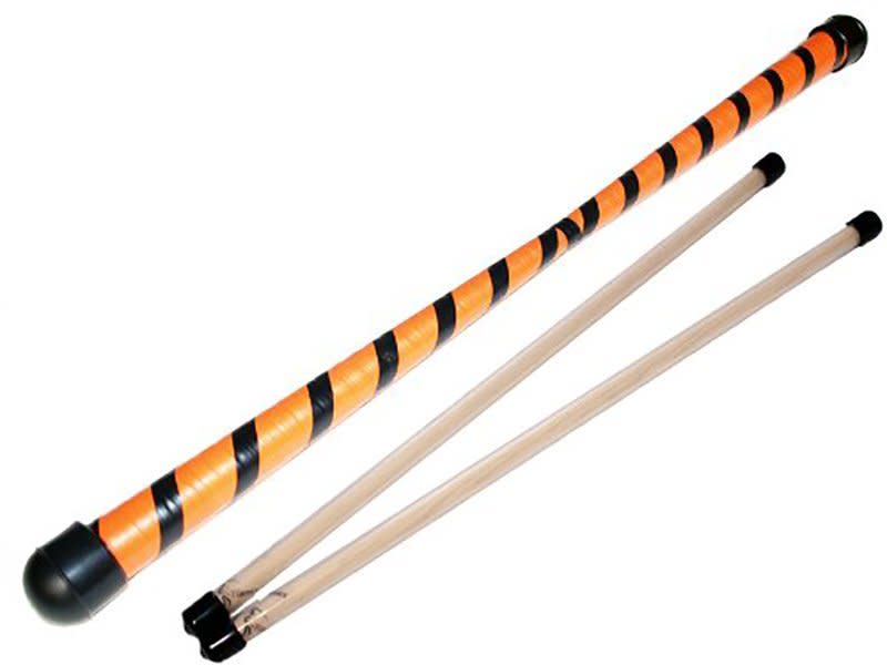 Orange and black striped devil sticks