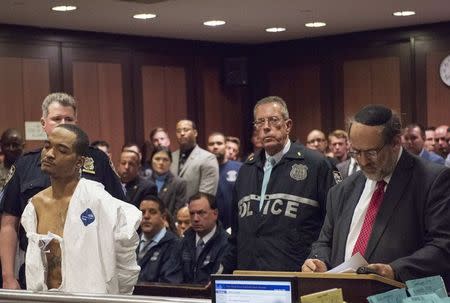 Suspect Demetrius Blackwell appears in court for his arraignment in Queens County Criminal Court in New York, May 3, 2015. REUTERS/Theodore Parisienne