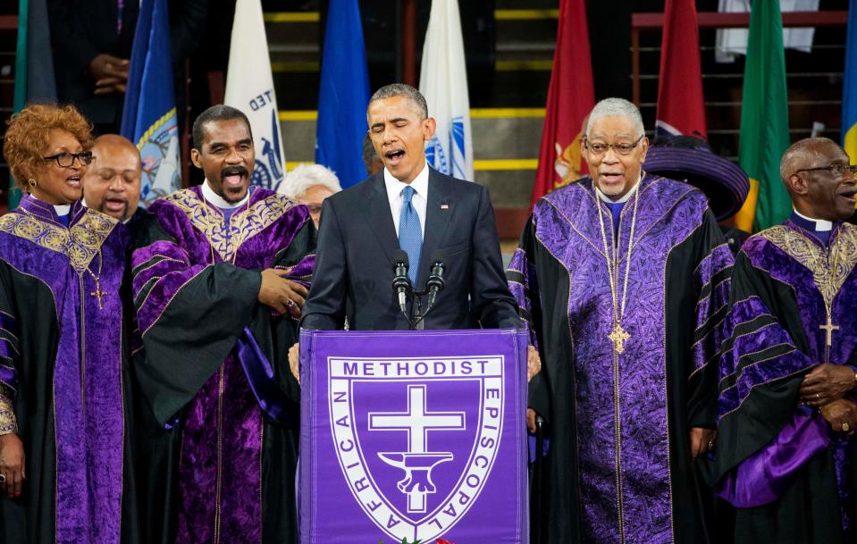Former President Barack Obama sang "Amazing Grace" to eulogize the life of Rev. Clementa Pinckney in 2015.