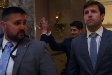 Speaker of the House Paul Ryan leaves the House floor after a meeting regarding an immigration bill which was postponed in the U.S. Capitol in Washington, U.S., June 22, 2018. REUTERS/Toya Sarno Jordan