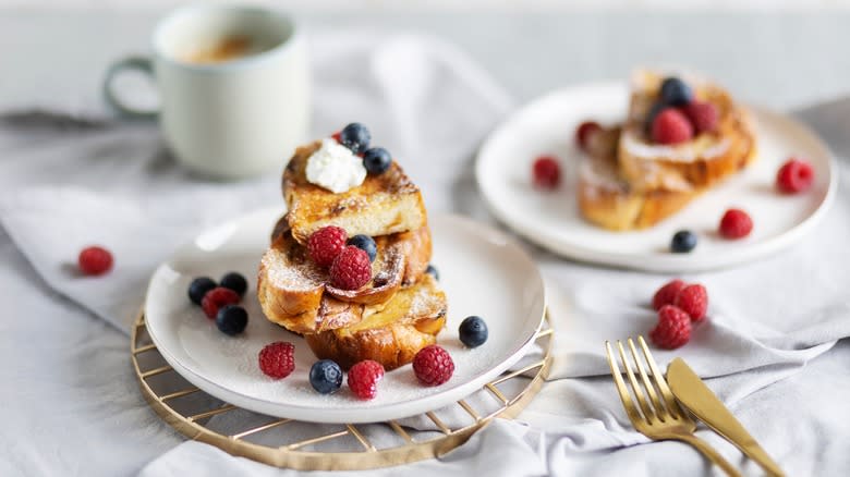 stacked French toast with berries