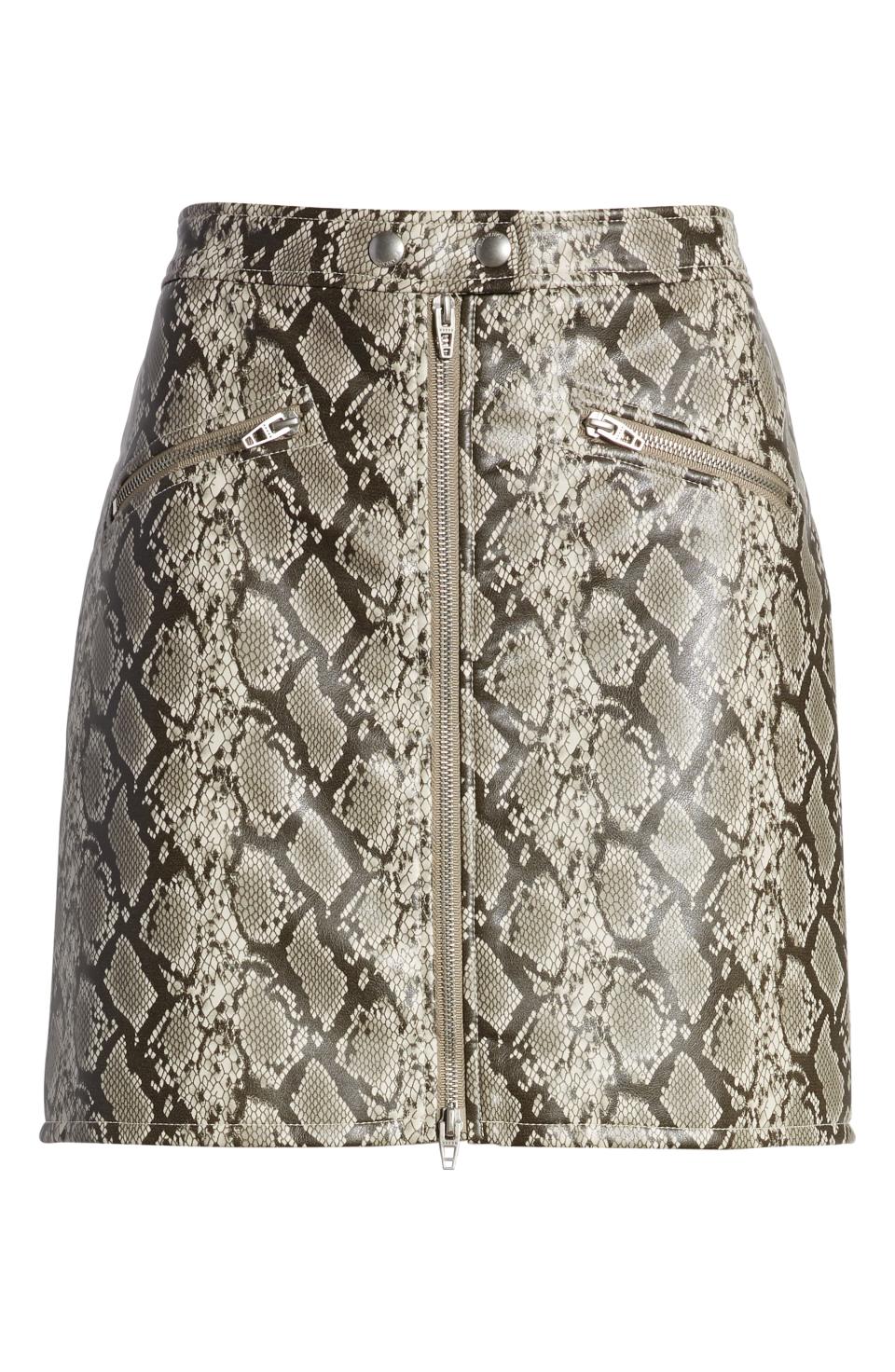 Faux Leather Snakeskin Miniskirt