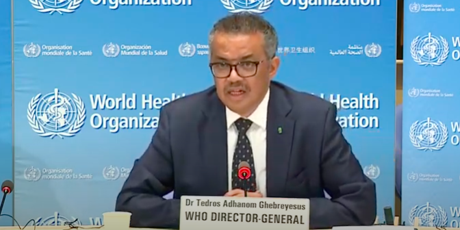 Dr Tedros Adhanom Ghebreyesus defended the UN organisation’s response to the outbreak, stating the WHO issued its highest alert when there were only 82 confirmed cases or coronavirus and zero deaths outside China.