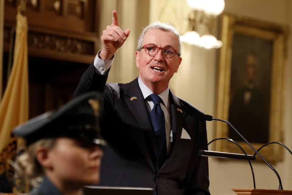 Gov. Phil Murphy delivers his State of the State address to a joint session of the Legislature gathered in the Assembly Chamber at the Statehouse in Trenton on Tuesday, Jan. 9, 2024.