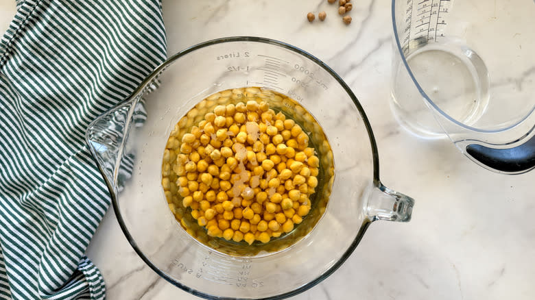 bowl of chickpeas and water