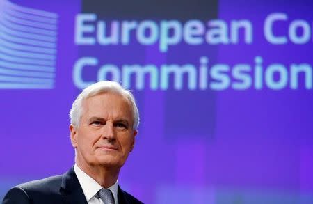 Michel Barnier, Chief Negotiator for the Preparation and Conduct of the Negotiations with the United Kingdom under Article 50 of the Treaty on European Union, holds a news conference at the EU Commission headquarters in Brussels, Belgium, December 6, 2016. REUTERS/Francois Lenoir