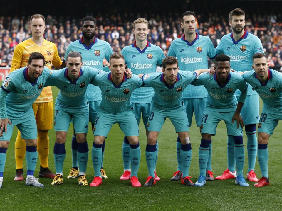 FC Barcelona players pose: Getty Images