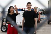 Former diplomat Michael Kovrig arrives on a Canadian air force jet at Pearson International Airport in Toronto