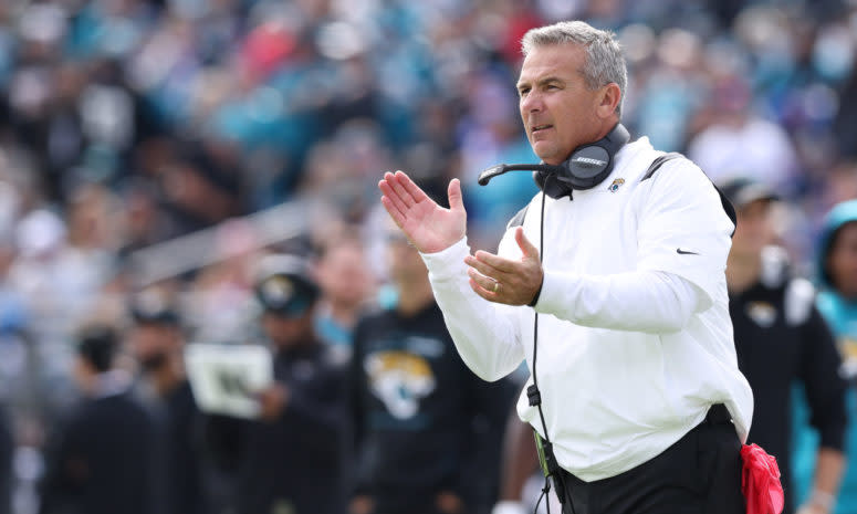 Urban Meyer on the Jaguars sideline on Sunday.