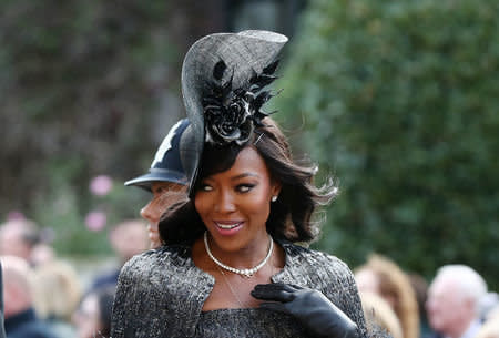 Naomi Campbell gives a look at the royal wedding.&nbsp;