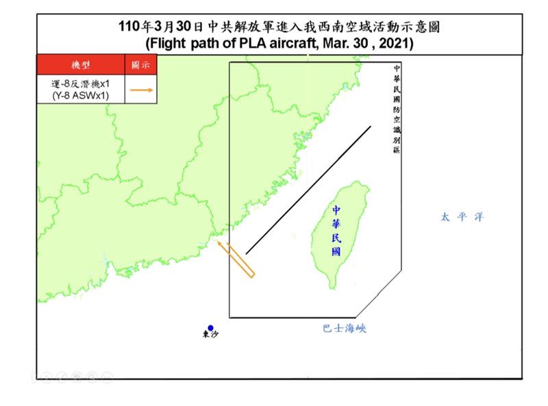 國防部稍早證實1架運-8反潛機擾我空域。（圖／國防部提供）