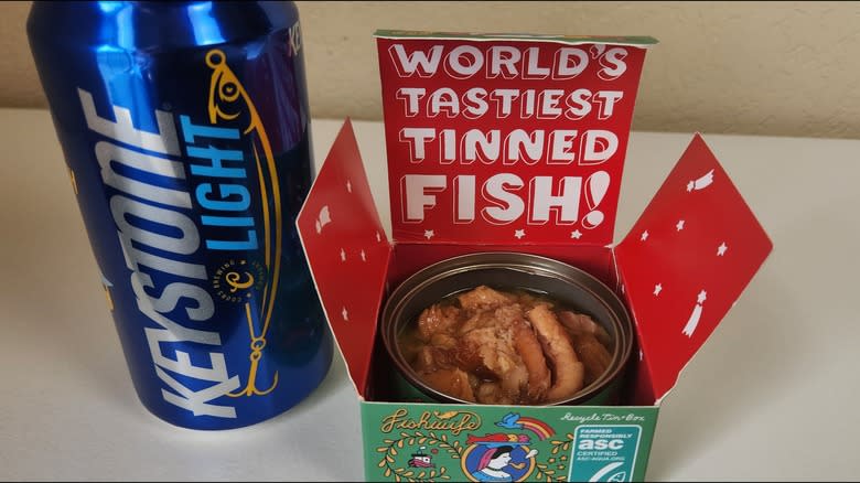Keystone Light and open Fishwife can