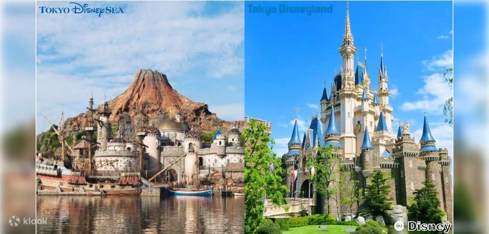 Two images of Tokyo Disney Resort Park.