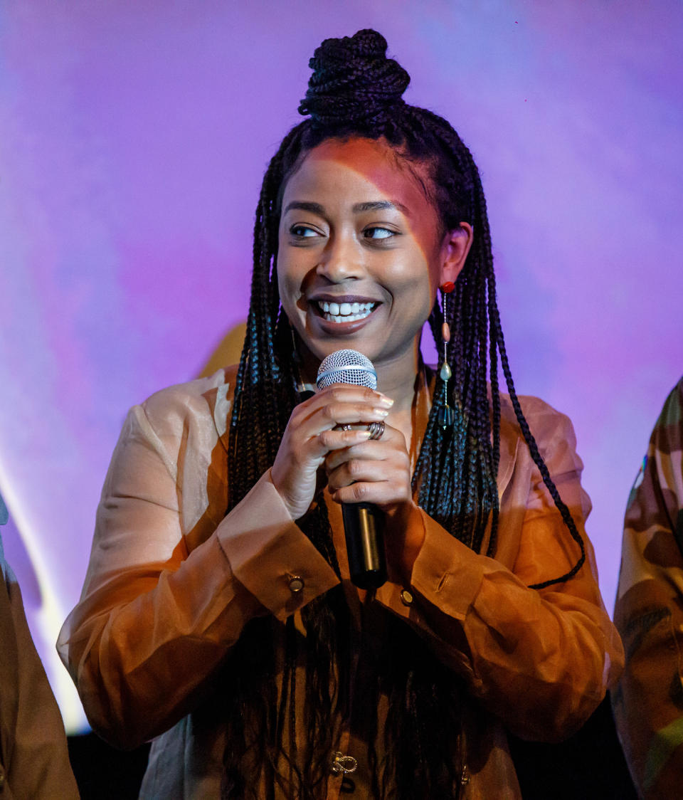 Sadé Clacken Joseph talks at a screening of "Ponyboi" in March 2019