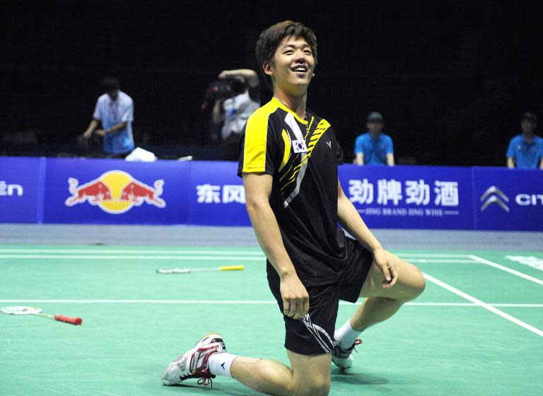 Lee Yong-Dae of South Korea, pictured during the Thomas Cup world badminton team championships, in central China's city of Wuhan, Hubei province, on May 25, 2012