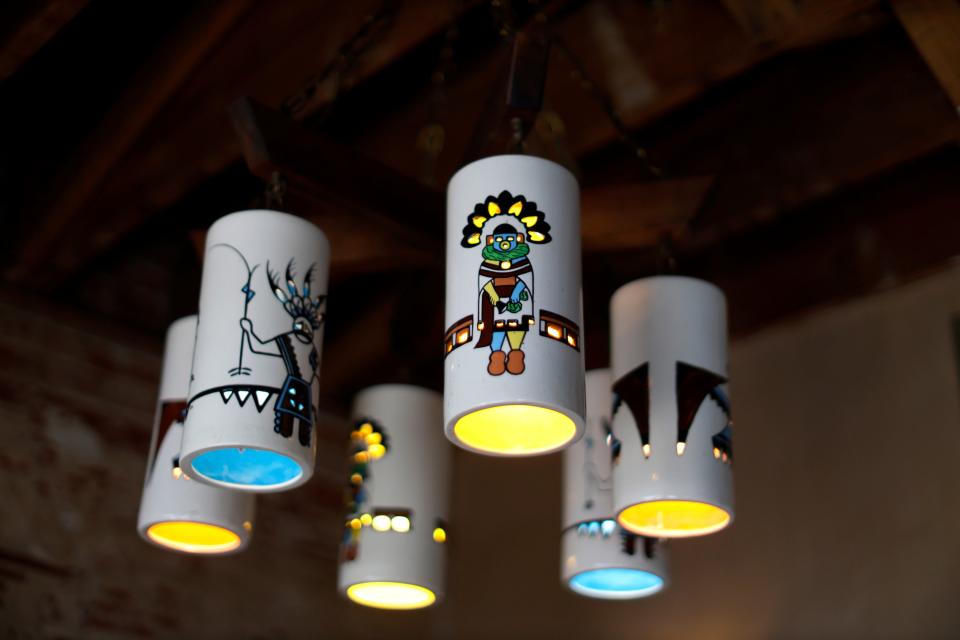 A chandelier that hangs inside the dining room of El Coyote New Mexican Bar & Cantina in Oklahoma City was handmade by an artist in New Mexico in 1973 and purchased by owner Jonathon Stranger at an antique store.