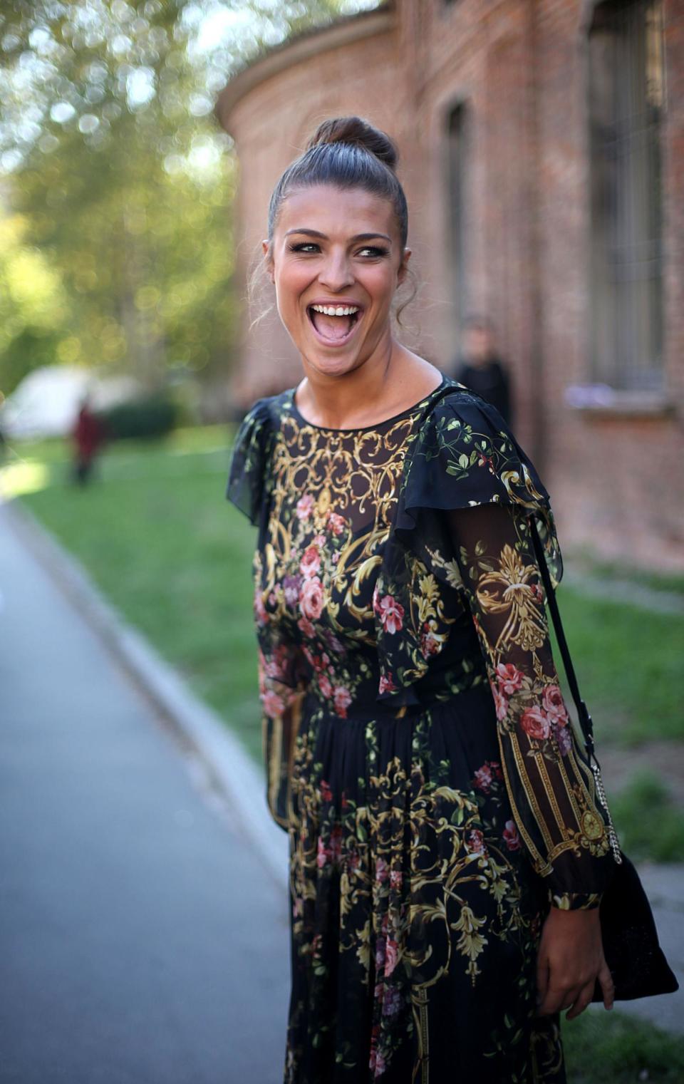 La Chiabotto alla sfilata di Alberta Ferretti alla Rotonda della Besana, Milano 2017 (Foto LaPresse - Stefano Porta)