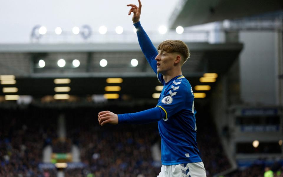 Soccer Football - Premier League - Everton v Aston Villa - Goodison Park, Liverpool, Britain - January 22, 2022 Everton's Anthony Gordon reacts Action Images - Action Images via Reuters 