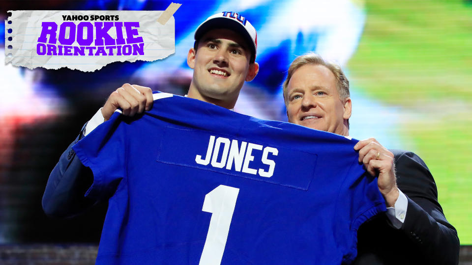 New York Giants first-year QB Daniel Jones and his shocking selection are the subject of the season finale of Rookie Orientation. (Photo by Andy Lyons/Getty Images)