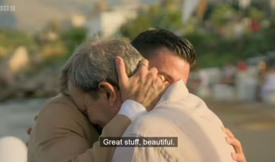 The Strictly star and his father were seen embracing (BBC)