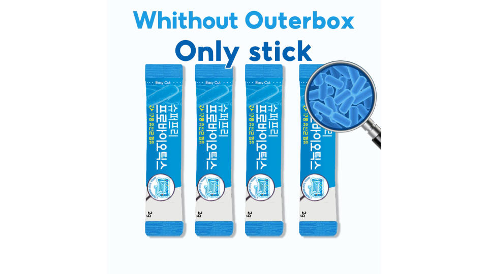 A product image of four Super Pre Nobox Probiotics sticks.