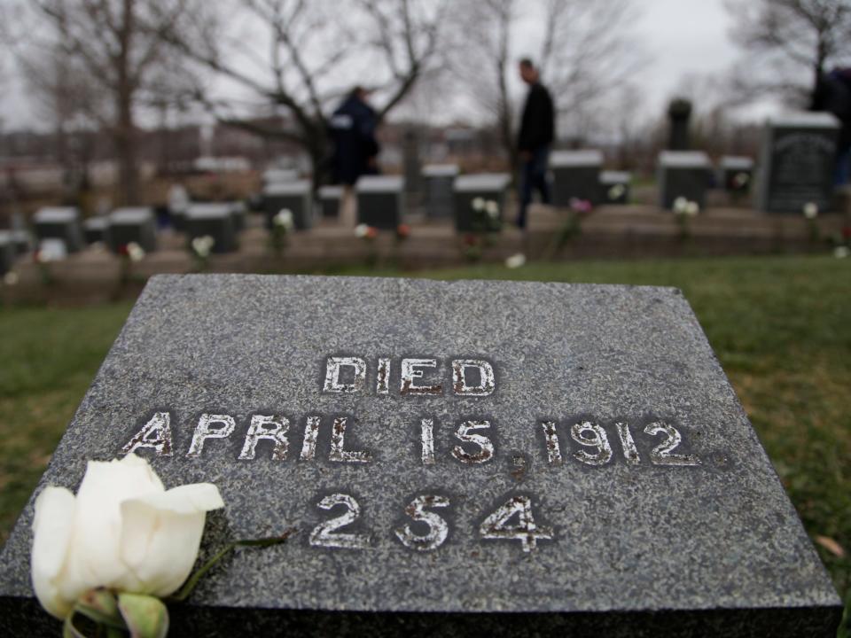 A grave at the Fairview Lawn cemetery in Halifax, Canada where 121 Titanic victims are buried.