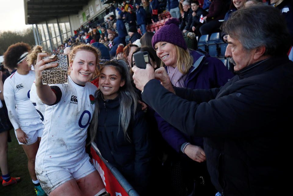 Catherine O’Donnell made her first England appearance since the summer of 2019 as the Red Roses got off to a winning start in the Women's Six Nations against Scotland © Action Images