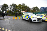 Police officers at the scene on Russell Way in Crawley, West Sussex, after a 24-year-old man was fatally stabbed on Tuesday night.