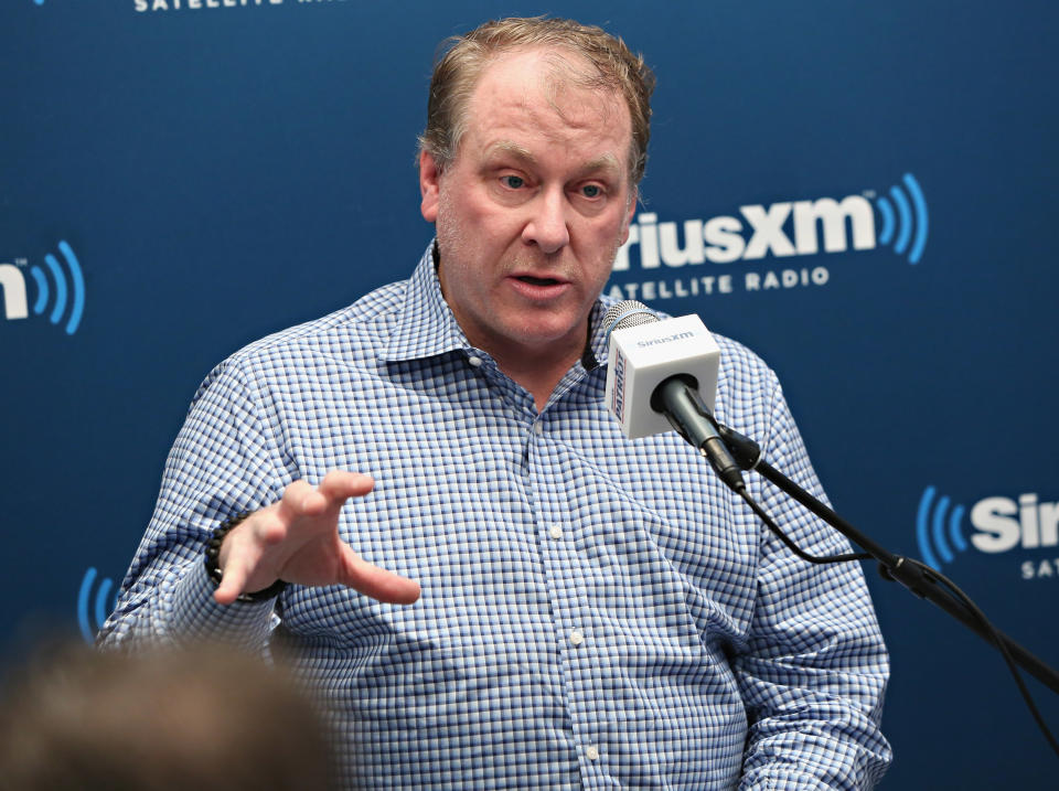 NEW YORK, NY - APRIL 27:  Former ESPN Analyst Curt Schilling talks about his ESPN dismissal and politics during SiriusXM's Breitbart News Patriot Forum hosted by Stephen K. Bannon and co-host Alex Marlow at the SiriusXM Studio on April 27, 2016 in New York, New York.  (Photo by Cindy Ord/Getty Images for SiriusXM)