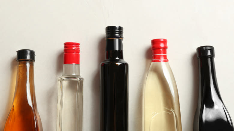 Bottles of different vinegar