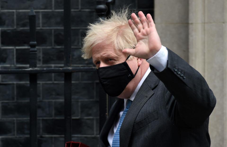 Boris Johnson leaves No.10 Downing Street for PMQs amid the COVID-19 coronavirus pandemic and in a week that he faced a string of serious allegations from financial issues concerning flat refurbishment to reports that he resisted a second lockdown in October 2020 saying, 