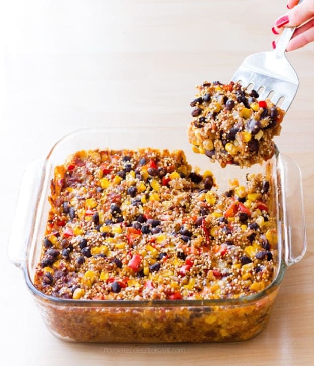 <p><a href="https://chocolatecoveredkatie.com/quinoa-casserole-mexican-black-bean/" rel="nofollow noopener" target="_blank" data-ylk="slk:Chocolate Covered Katie;elm:context_link;itc:0;sec:content-canvas" class="link ">Chocolate Covered Katie</a></p>