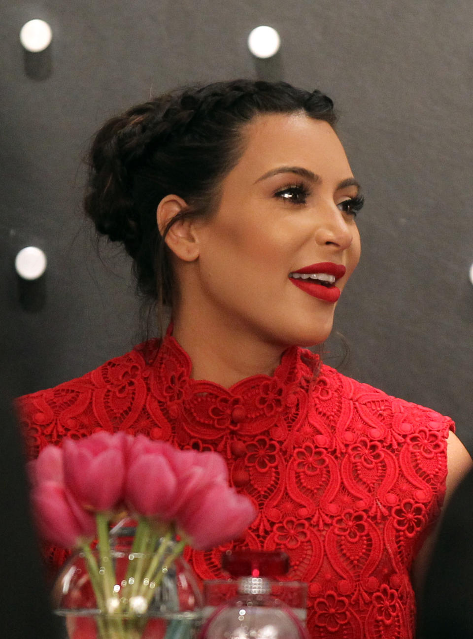 LAS VEGAS, NV - APRIL 13:  Television personality Kim Kardashian attends a fan meet-and-greet to support her perfume, Glam, at the Kardashian Khaos store at The Mirage Hotel & Casino on April 13, 2013 in Las Vegas, Nevada.  (Photo by Isaac Brekken/Getty Images)