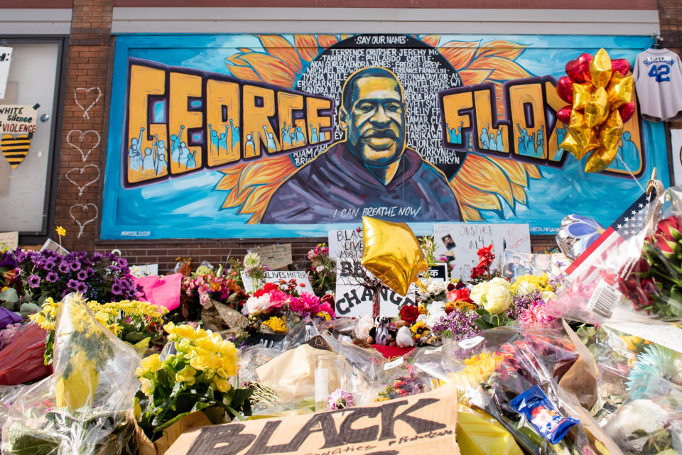 Community members gather in Minneapolis, where George Floyd was killed. The intersection served as a memorial and sacred space to honor Floyd. (Photo: Steel Brooks/Anadolu Agency via Getty Images)