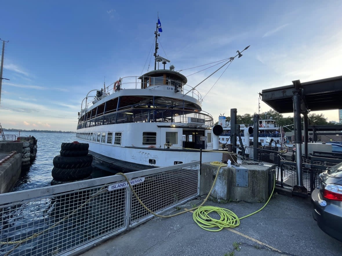 A Toronto Island ferry crashed into the dock at the Jack Layton Ferry Terminal on Saturday afternoon, injuring 12 people including two children who were taken to hospital. (Neil Herland/CBC - image credit)