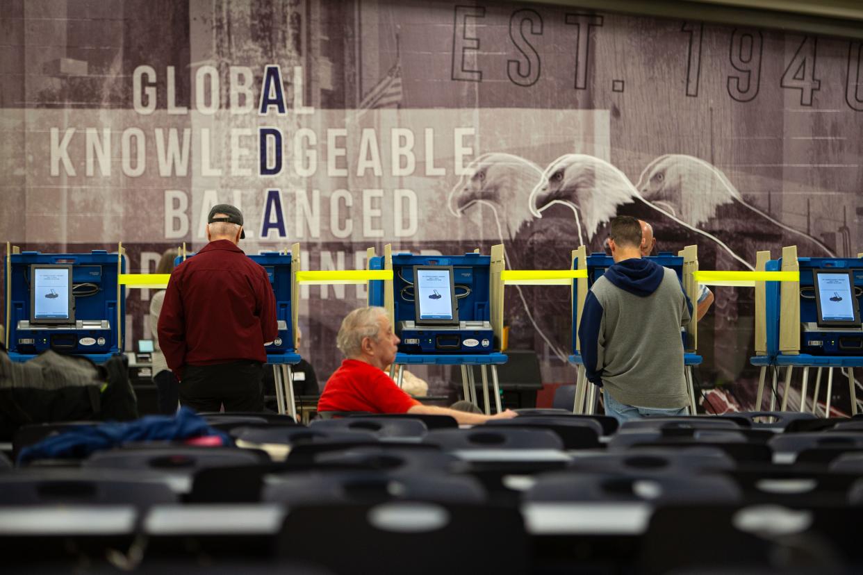 Voters cast their ballots on Tuesday, May 7, 2024, at Adams High School in South Bend.