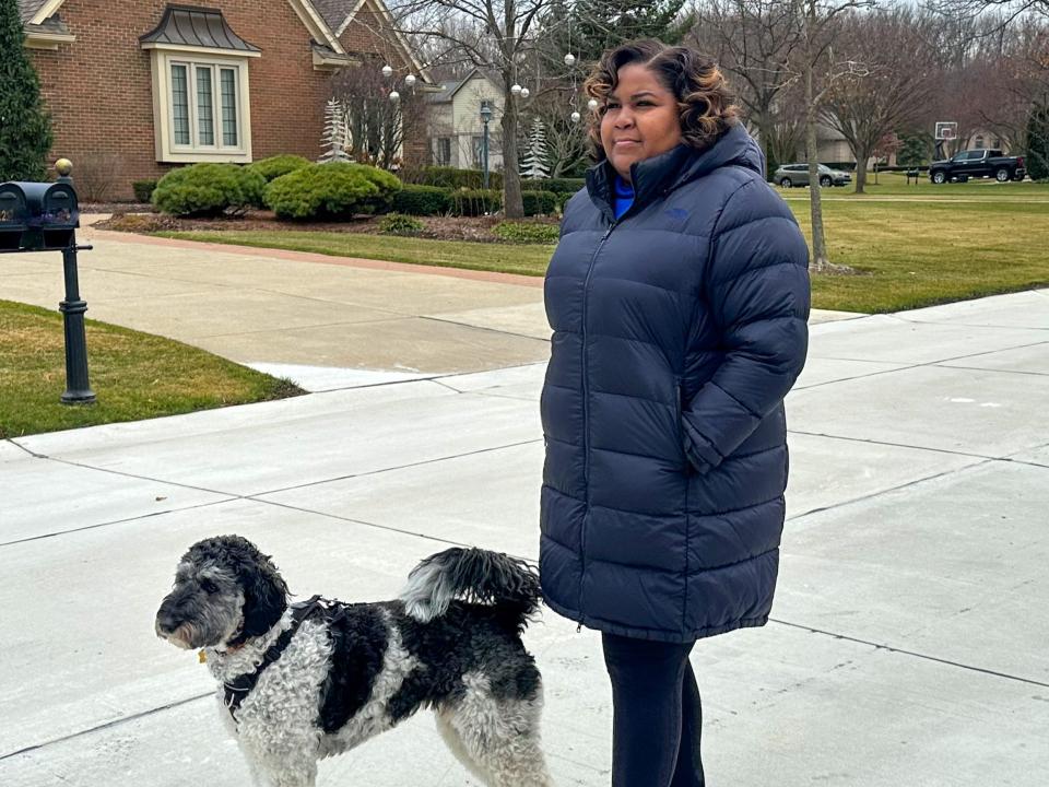 Woman walking her dog