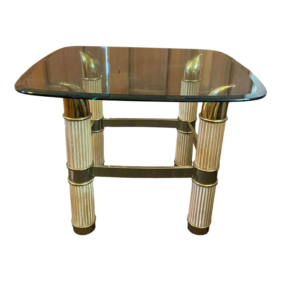 13) Vintage Hollywood Regency Tusk Table in the Style of Barbi