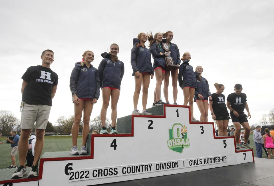 The Hilliard Davidson girls cross country team placed second in the Division I state meet Nov. 5 at Fortress Obetz.