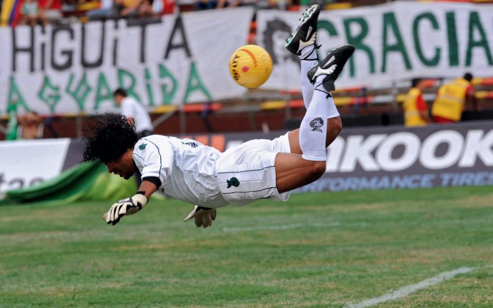 Colombian goalkeeper Rene Higuita was famous for his high-risk sweeper-keeper playing style - AFP