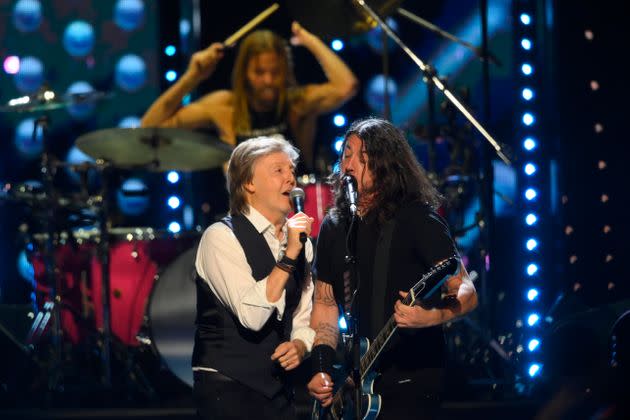 Paul McCartney and Dave Grohl perform during the Rock & Roll Hall of Fame induction ceremony on Oct. 31 in Cleveland. (Photo: via Associated Press)