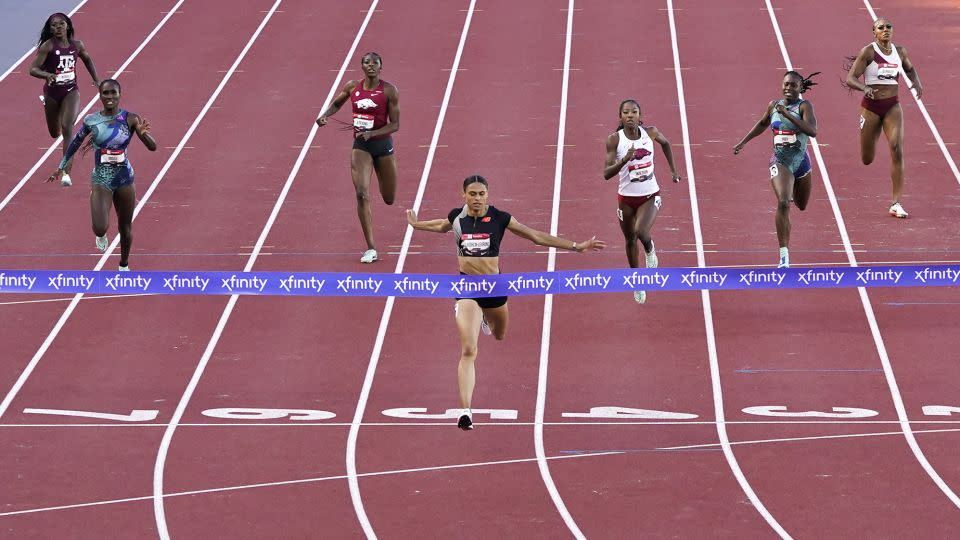 McLaughlin-Levrone has switched from the 400-meter hurdles to the 400 meters this season. - Ashley Landis/AP