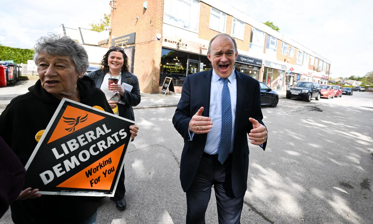 <span>‘We are ready for the general election and so is the country,’ said Davey.</span><span>Photograph: Finnbarr Webster/Getty Images</span>