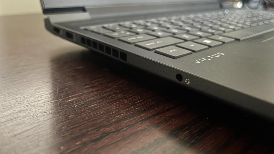 HP Victus 16 gaming laptop close up of ports