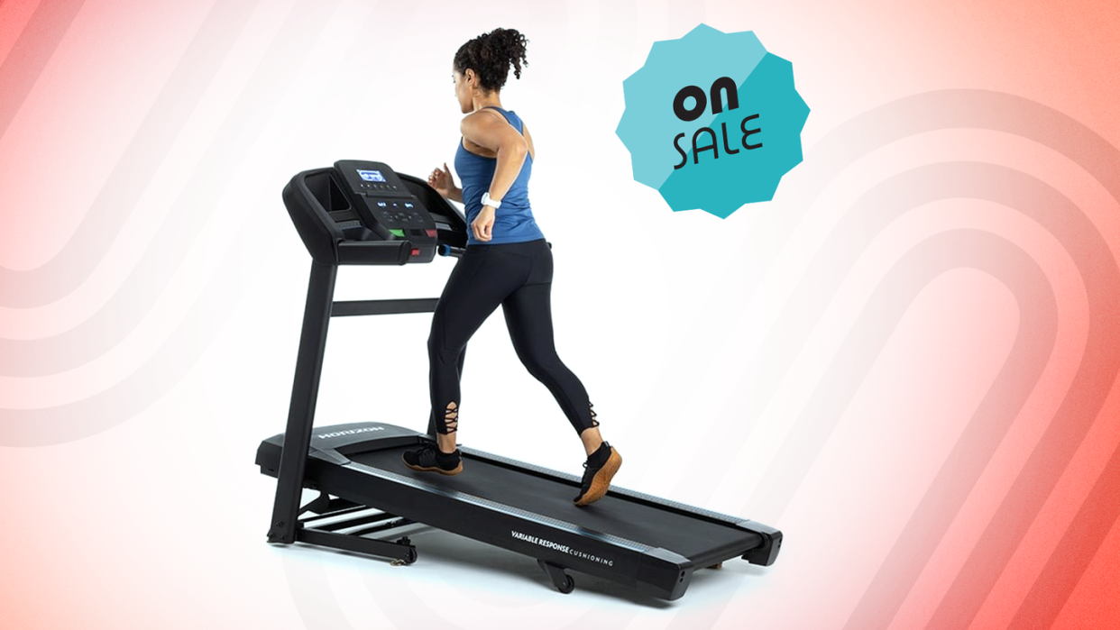 a person running on a treadmill, on sale