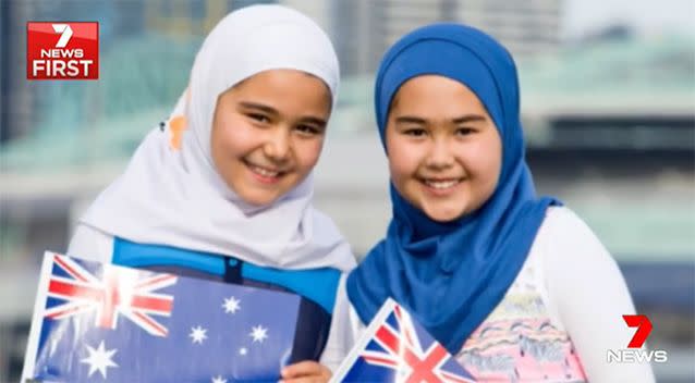 The two girls were featured on an Australia Day billboard advertisement. Photo: 7 News