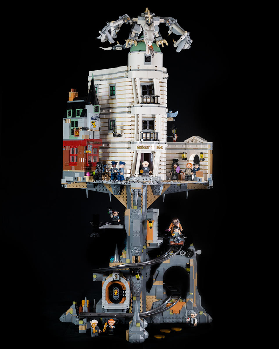 The Lego Harry Potter Gringotts Wizarding Bank, front view