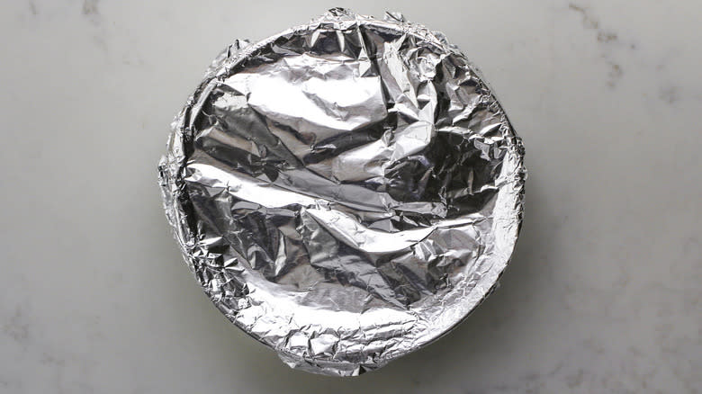 bowl covered with foil