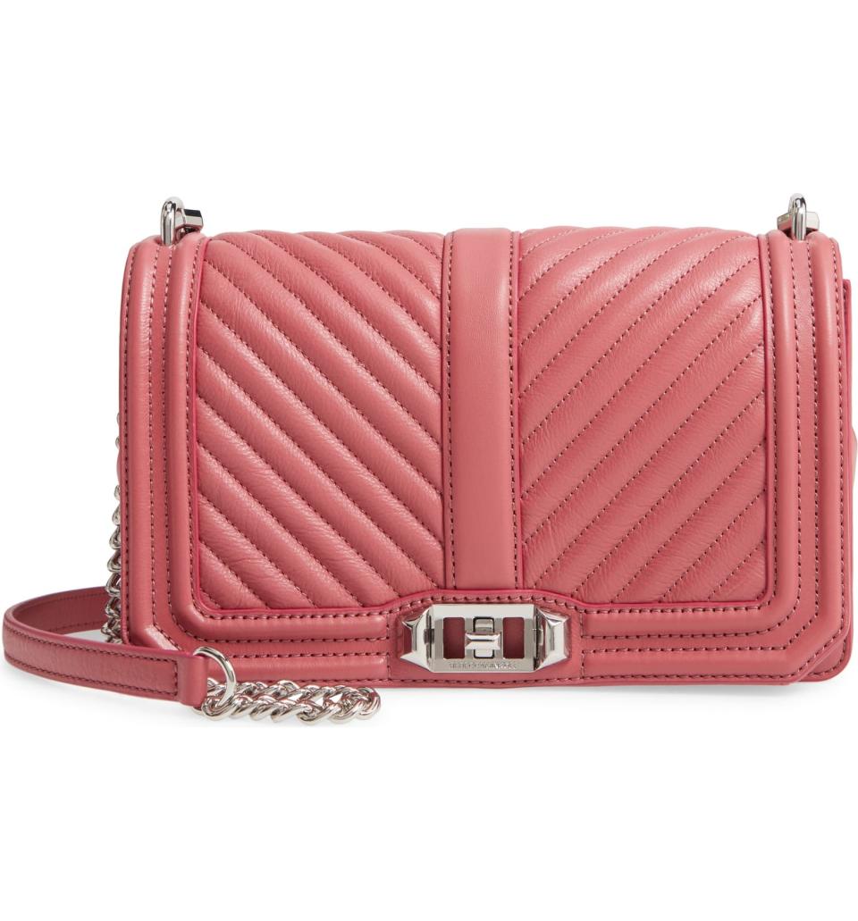 Rebecca Minkoff Chevron Quilted Love Crossbody Bag in fig