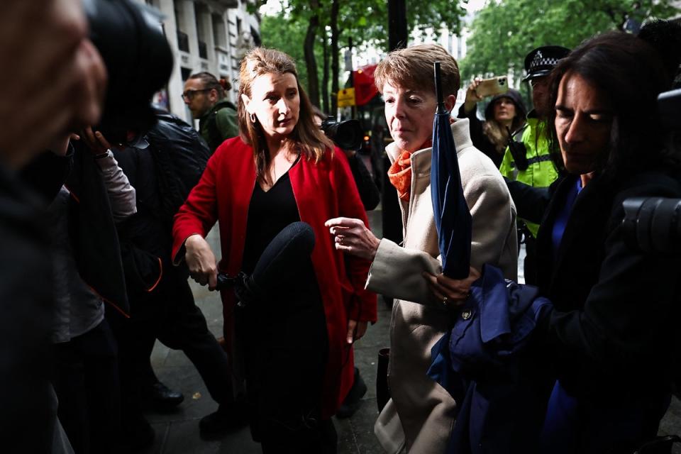 The media mobs Paula Vennells as she arrives for day one of the hearing (AFP via Getty Images)